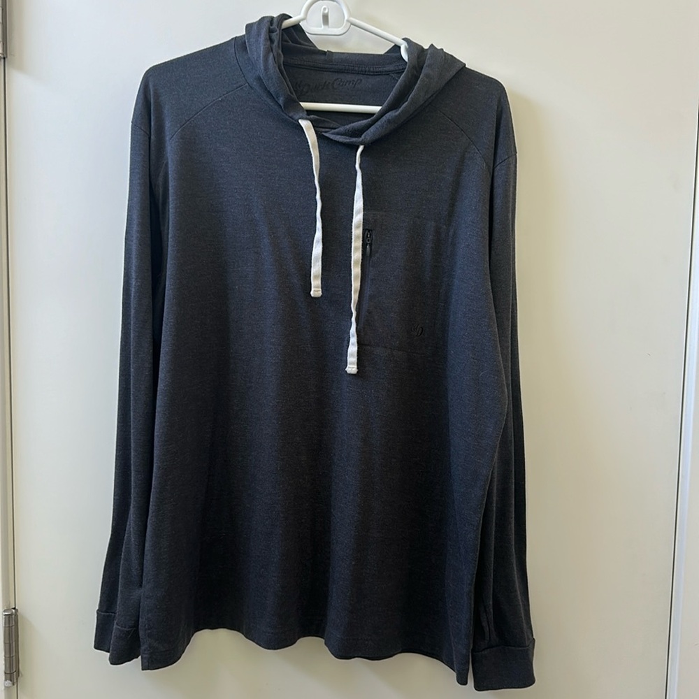 Duck camp charcoal grey lightweight bamboo hoodie with zip pocket